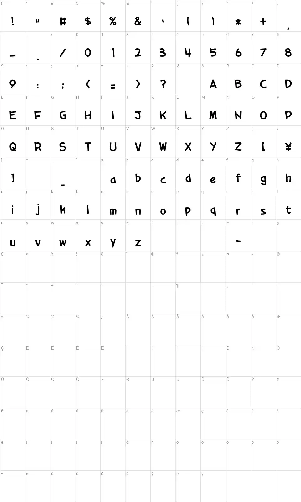 01 Tama Cubefont character map