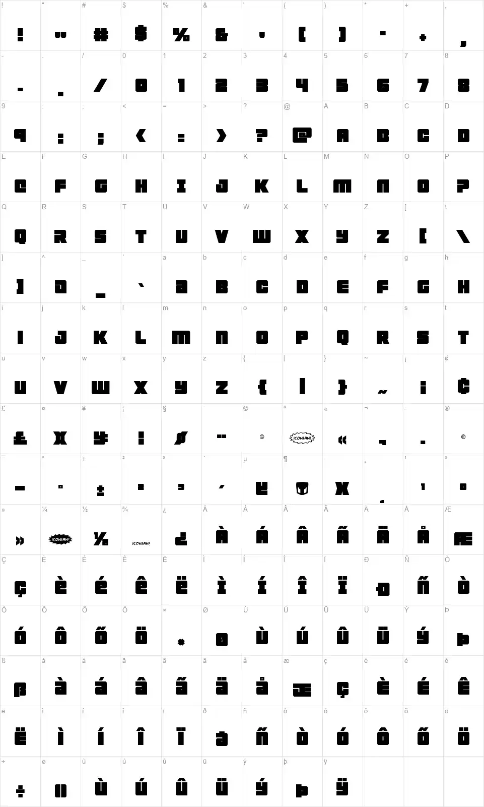 4cefont character map