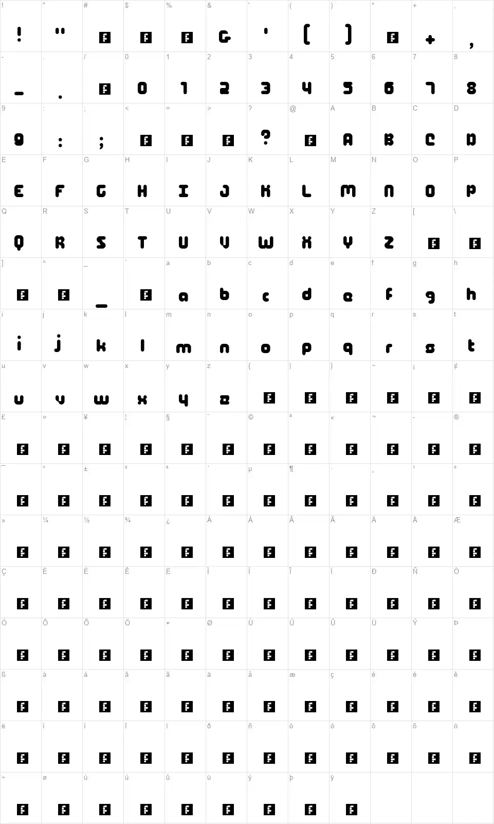 5 Maachfont character map