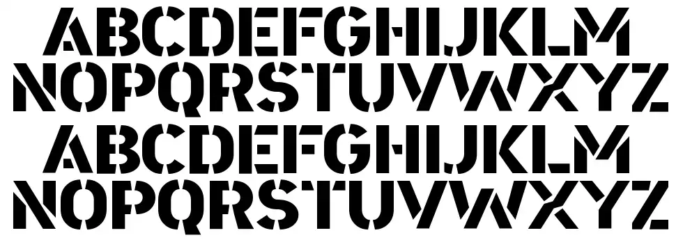 A Area Stencilfont specimens