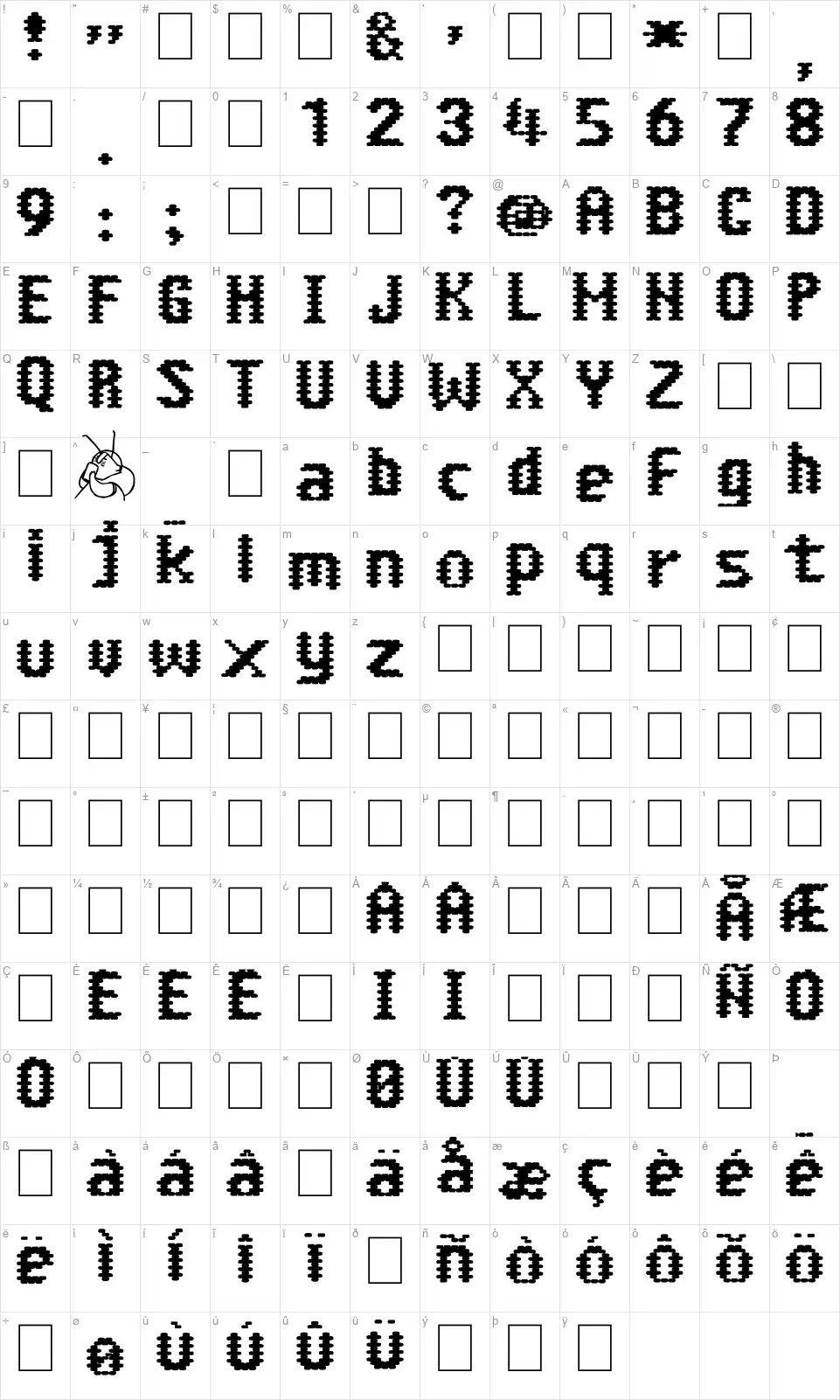 Abuela Grillofont character map