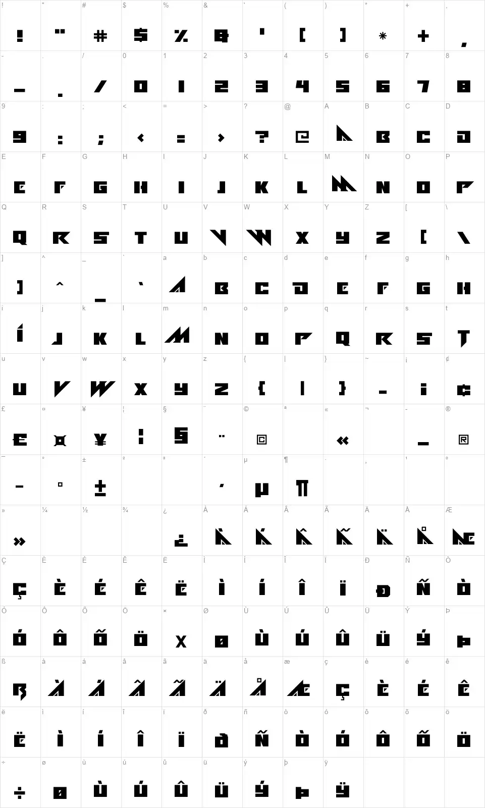 Alien Ravagerfont character map
