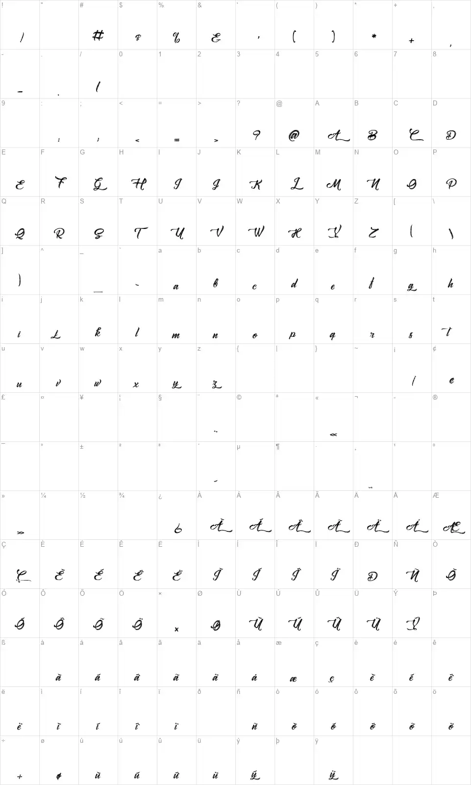Amontilladosfont character map