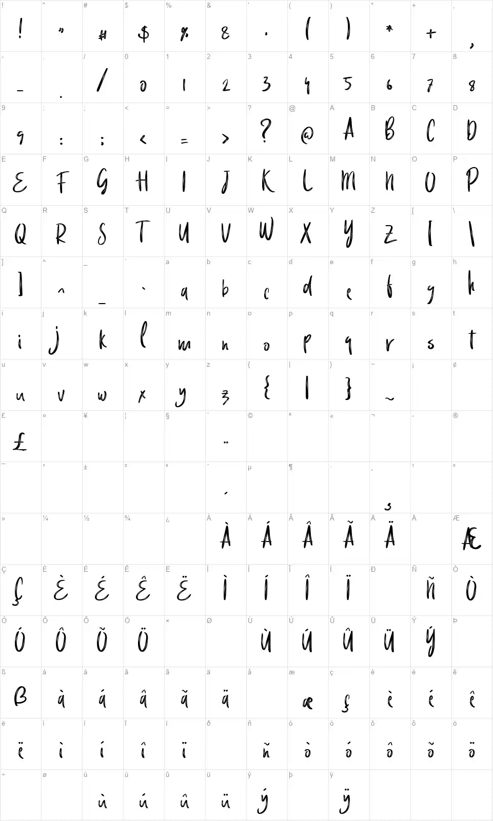 Amsterdamfont character map
