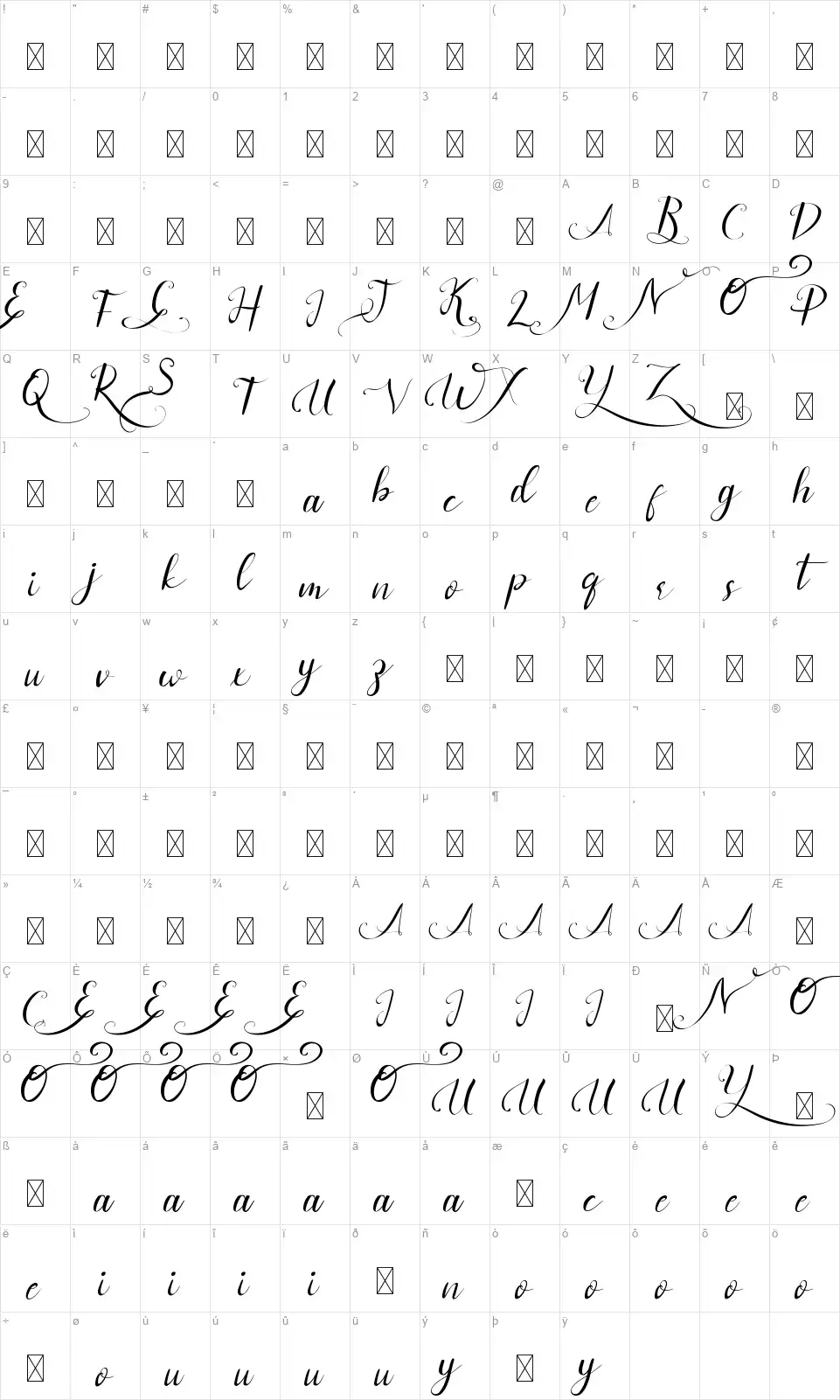 April Dancefont character map