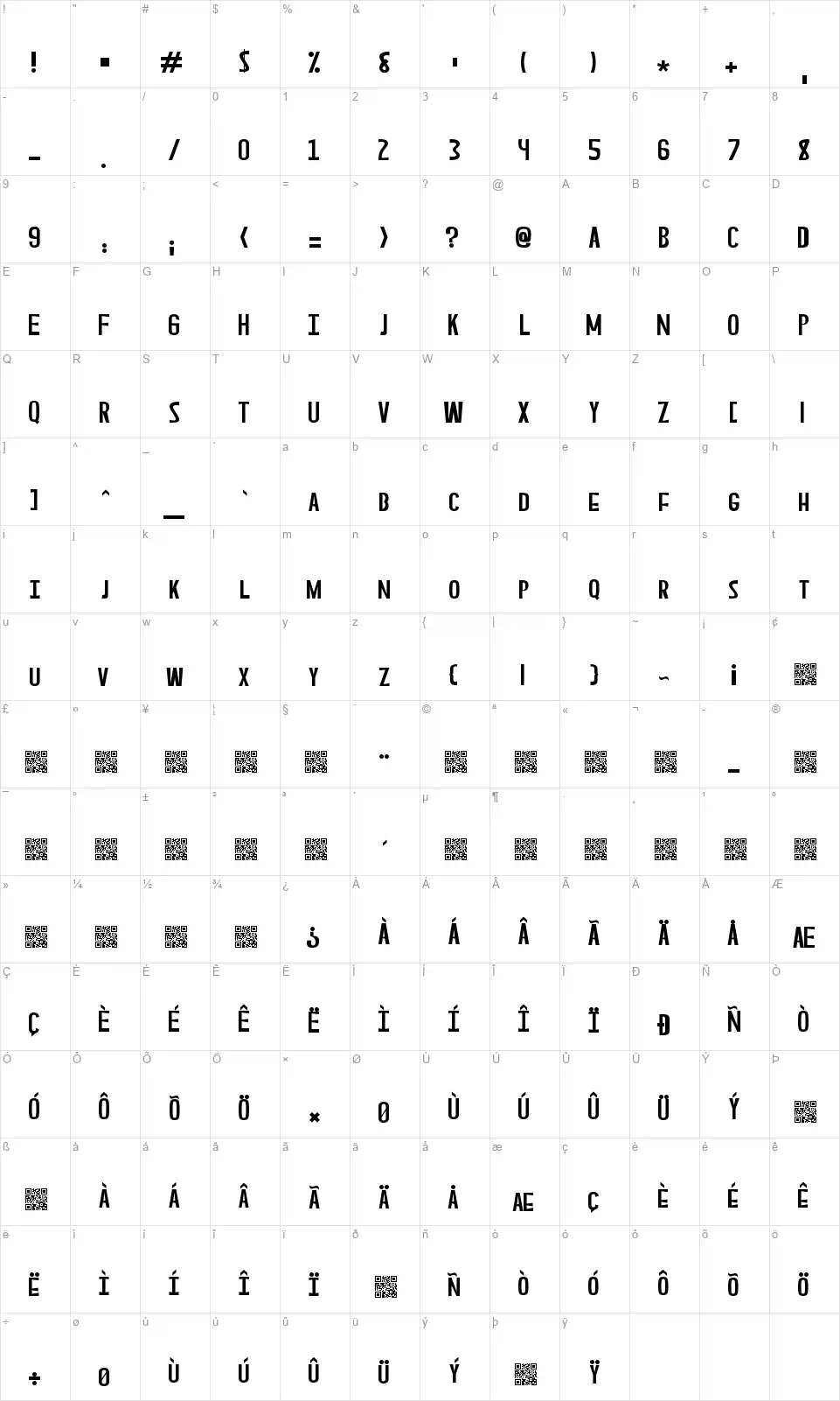 Asperianfont character map
