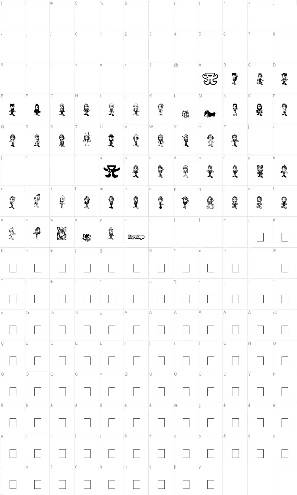 Ayupanfont character map