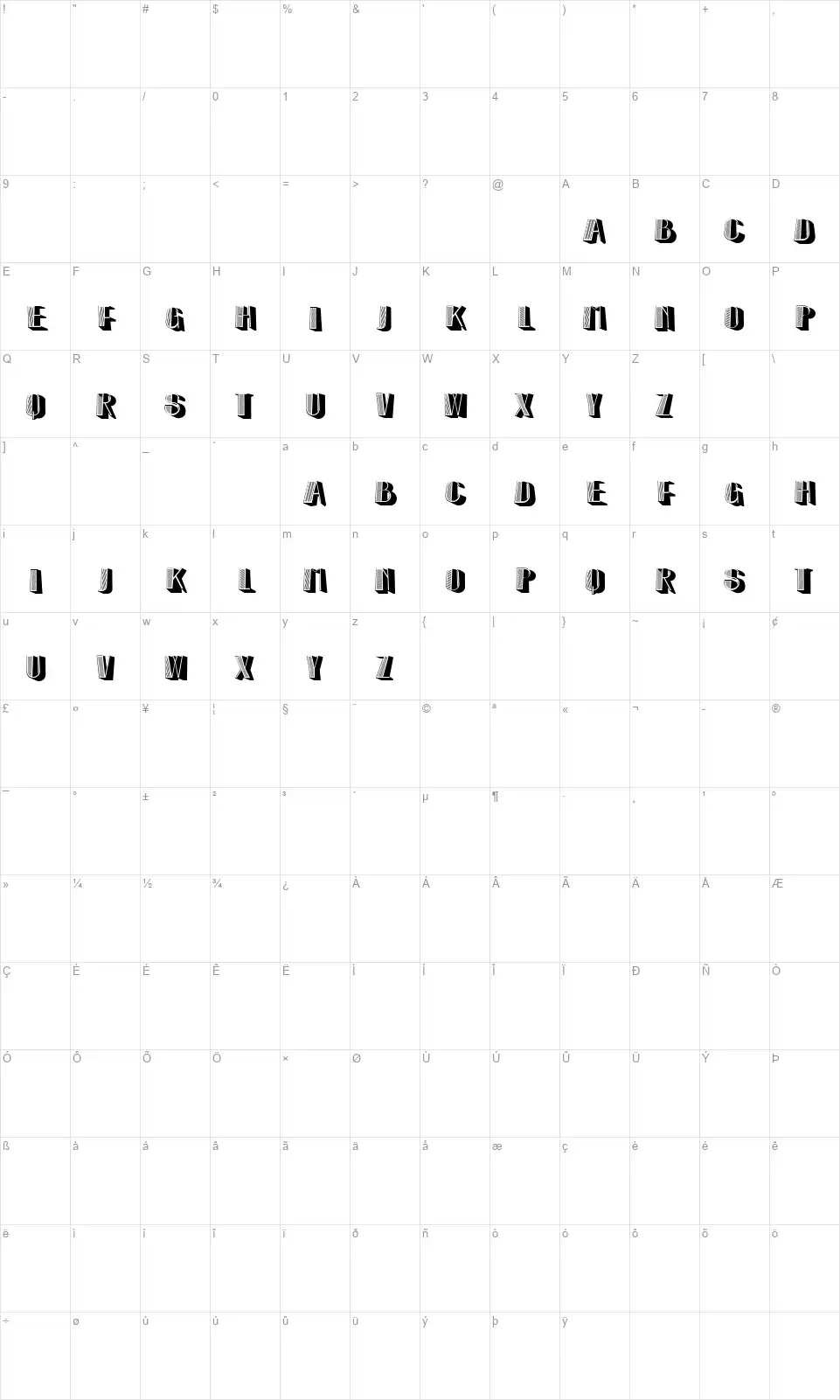 Baby Freedomfont character map