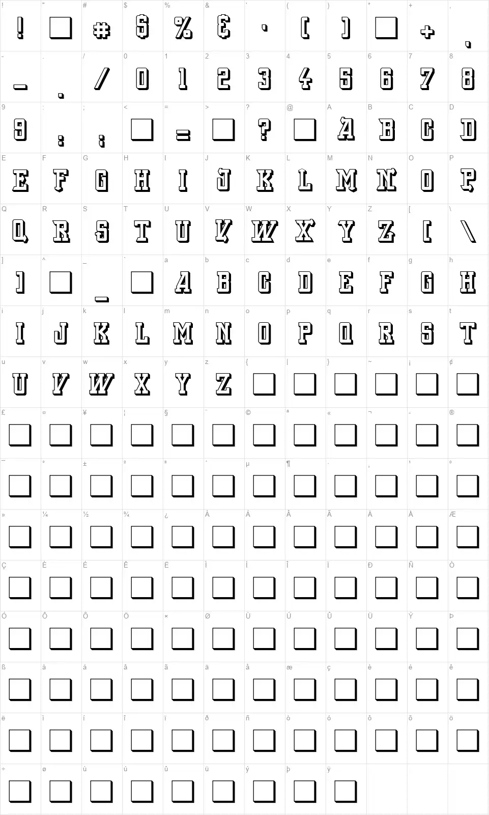 Back On Limefont character map