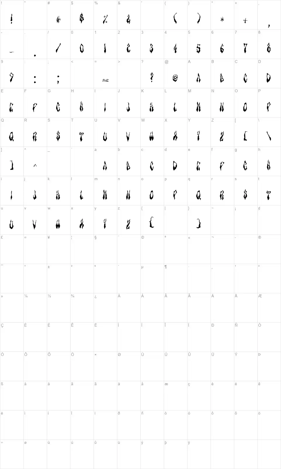 Barbeque Jrfont character map