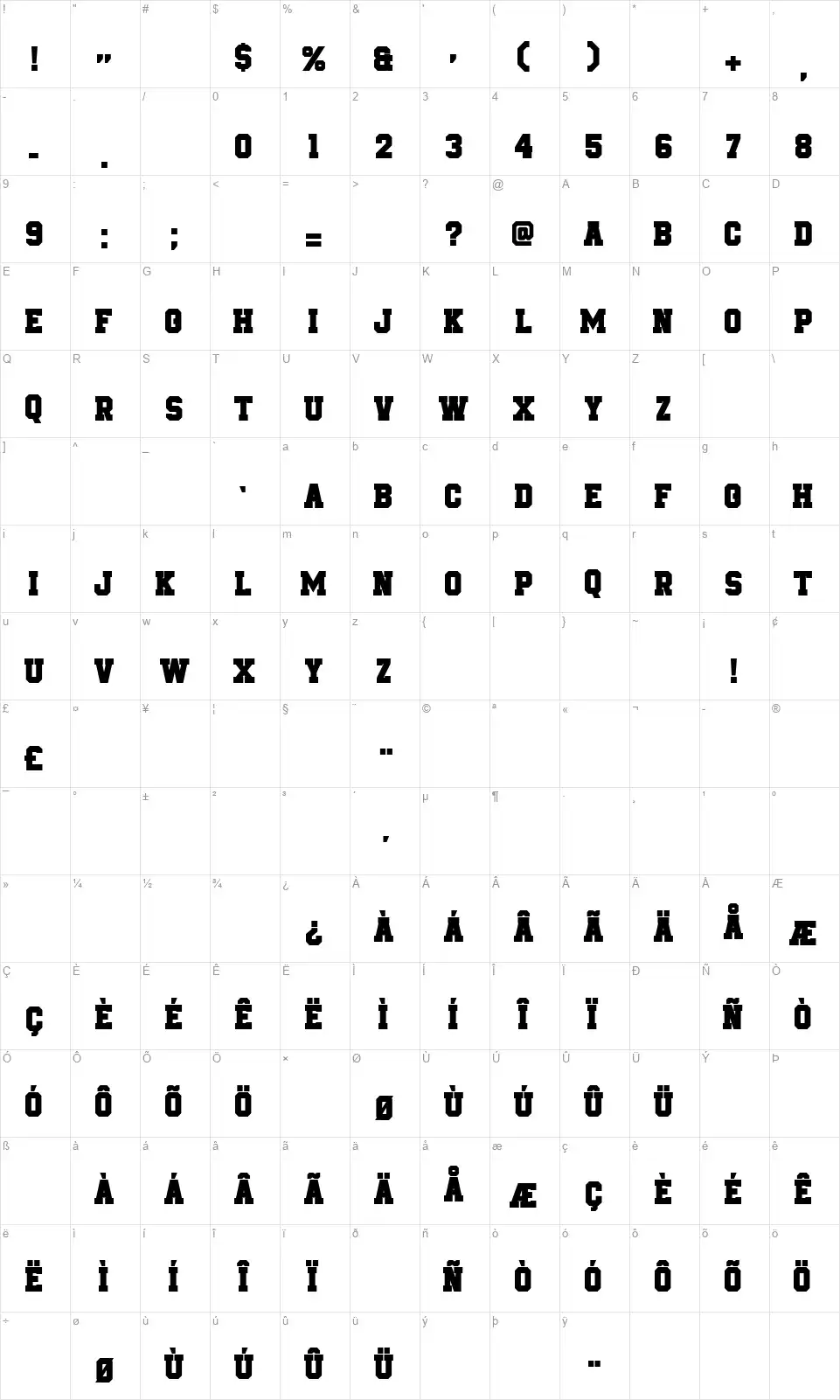 Be True To Your School IIfont character map