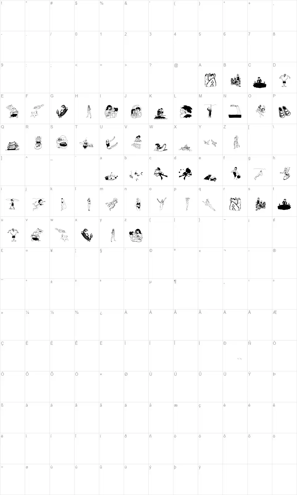 Beach Batsfont character map