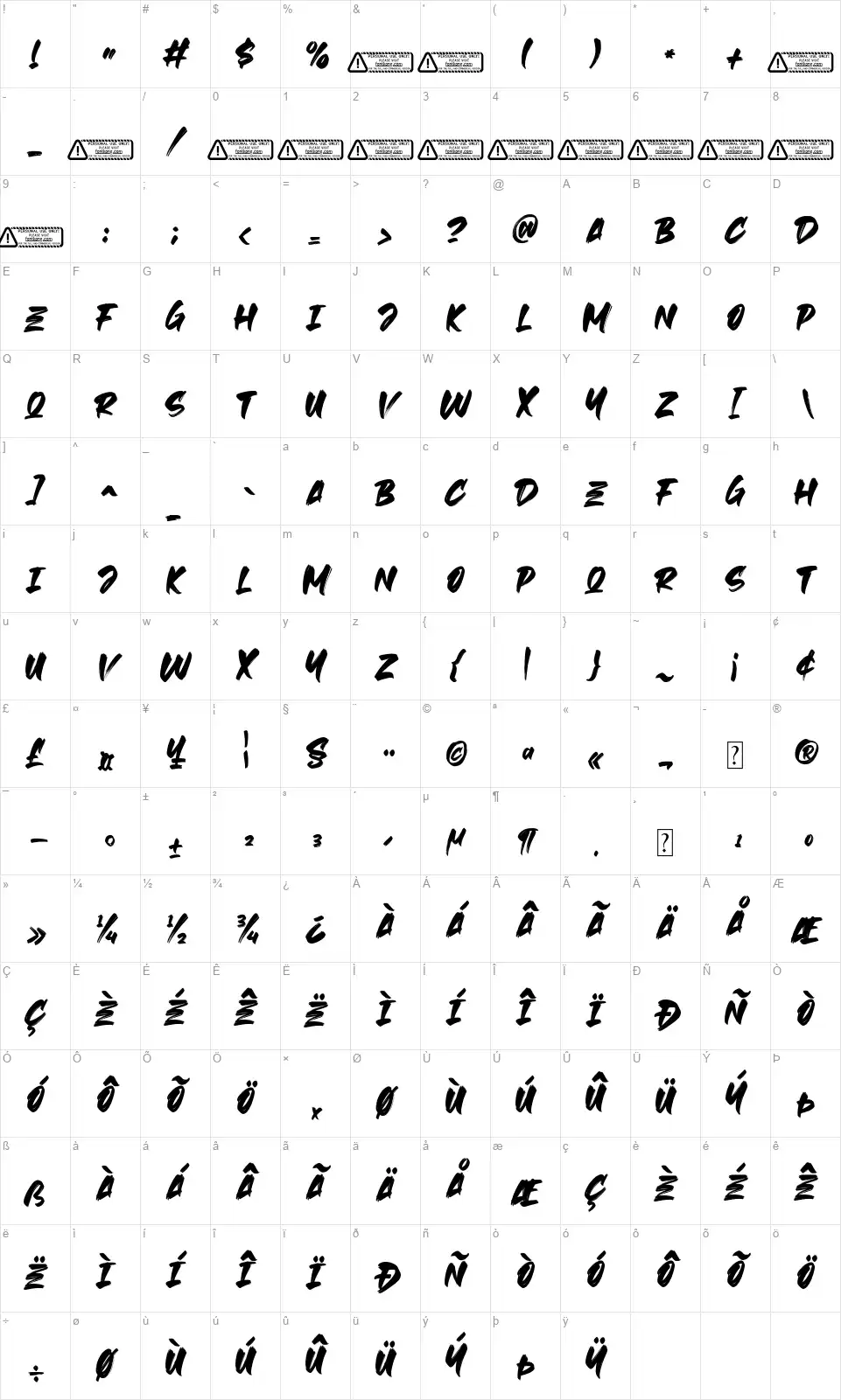 Beast Headfont character map