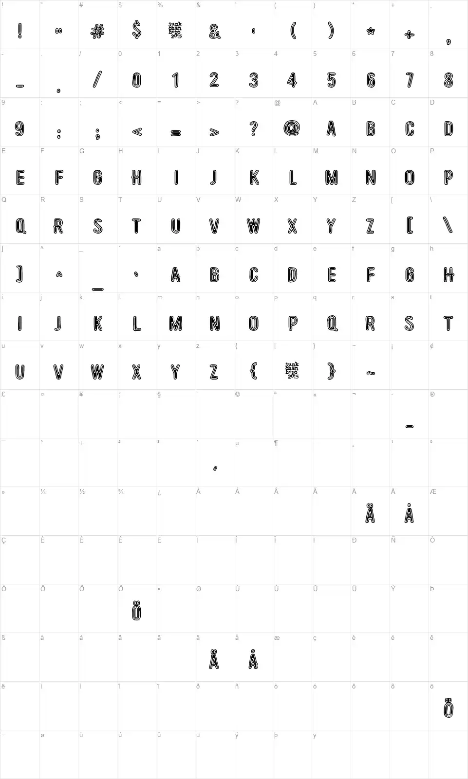 Beyond These Thingsfont character map