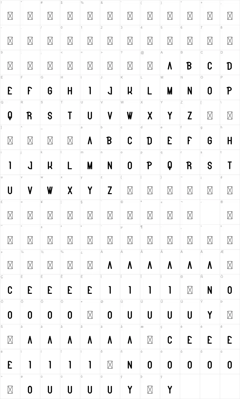 Bitter Spacefont character map