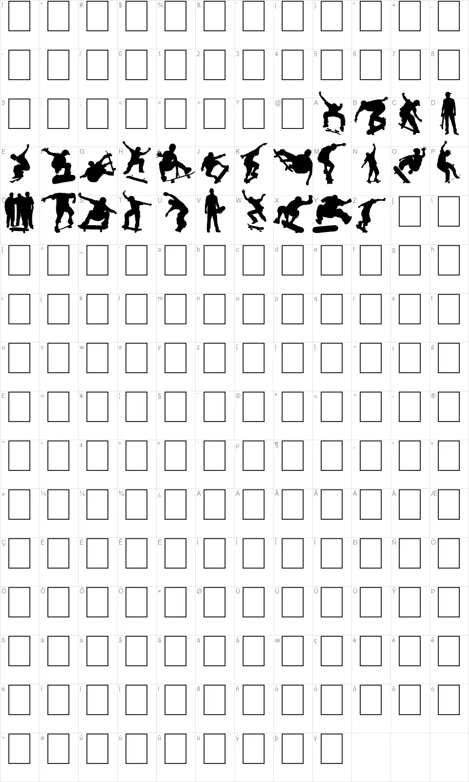 Board Dudesfont character map