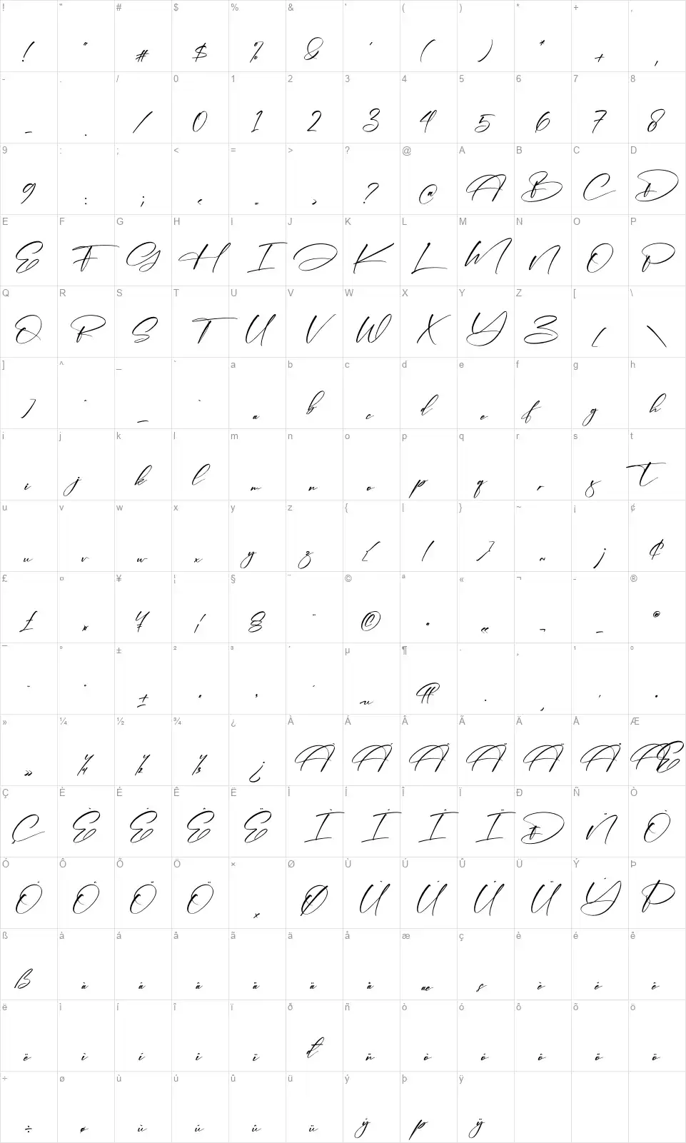 Bohemia Floralefont character map
