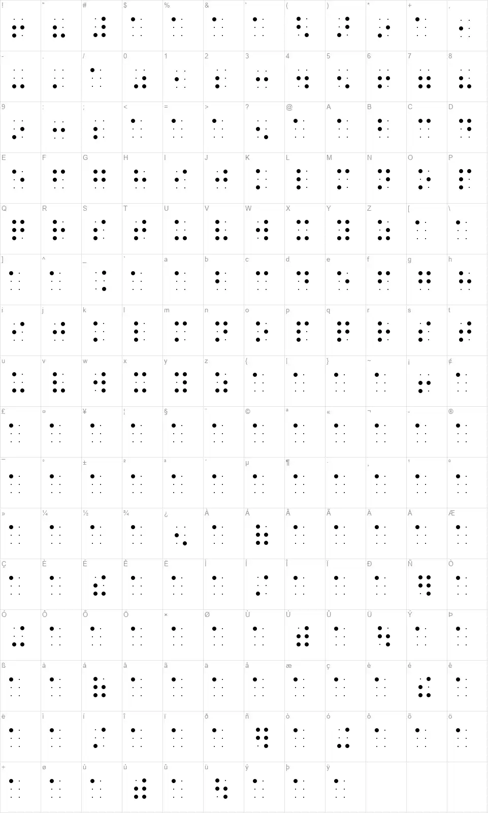 Braile Fontfont character map