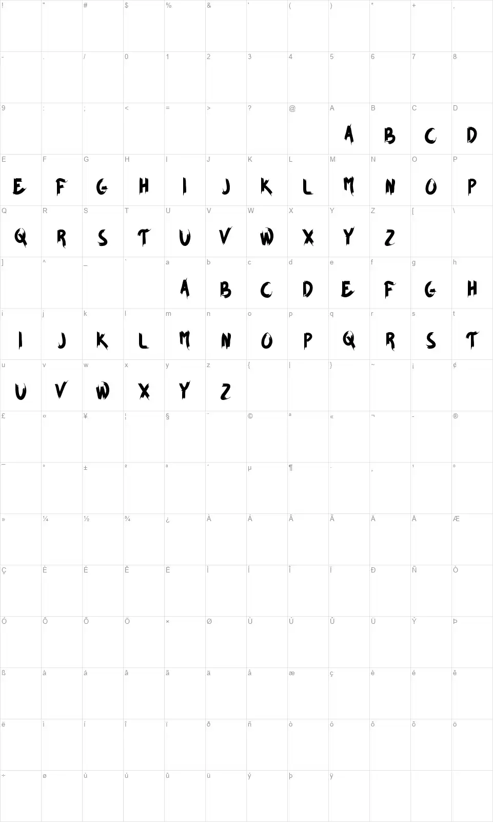 Brown Foxyfont character map