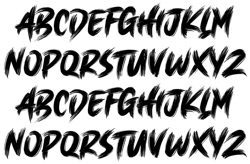 Brush Kingfont specimens