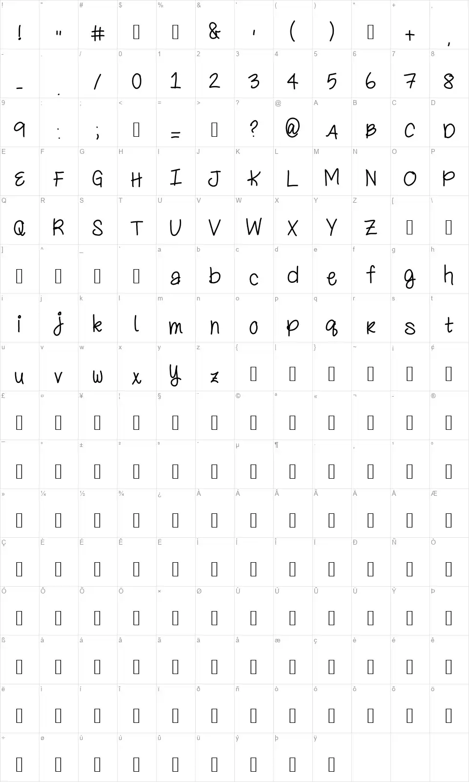 Bunk bedsfont character map
