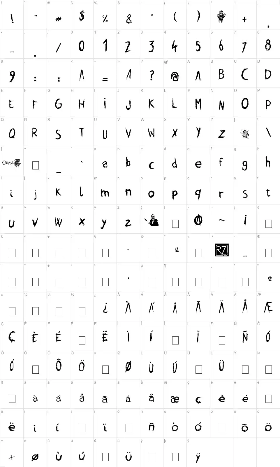 Cabanyal Zfont character map