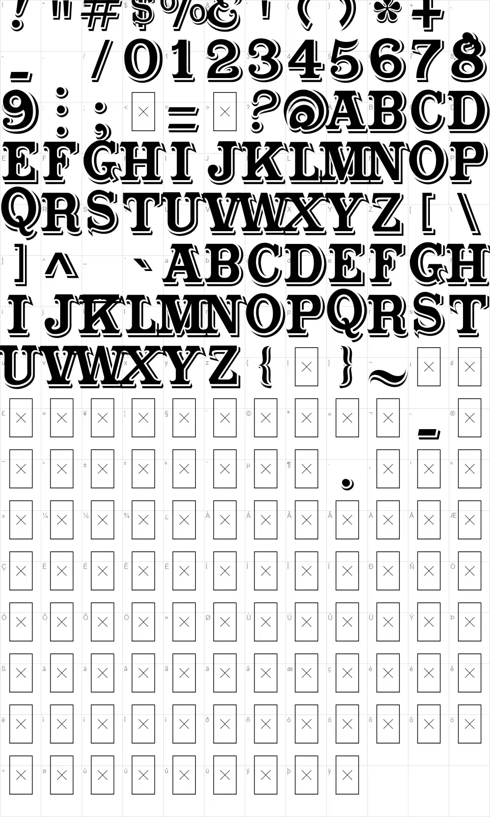 Cabbagetownfont character map