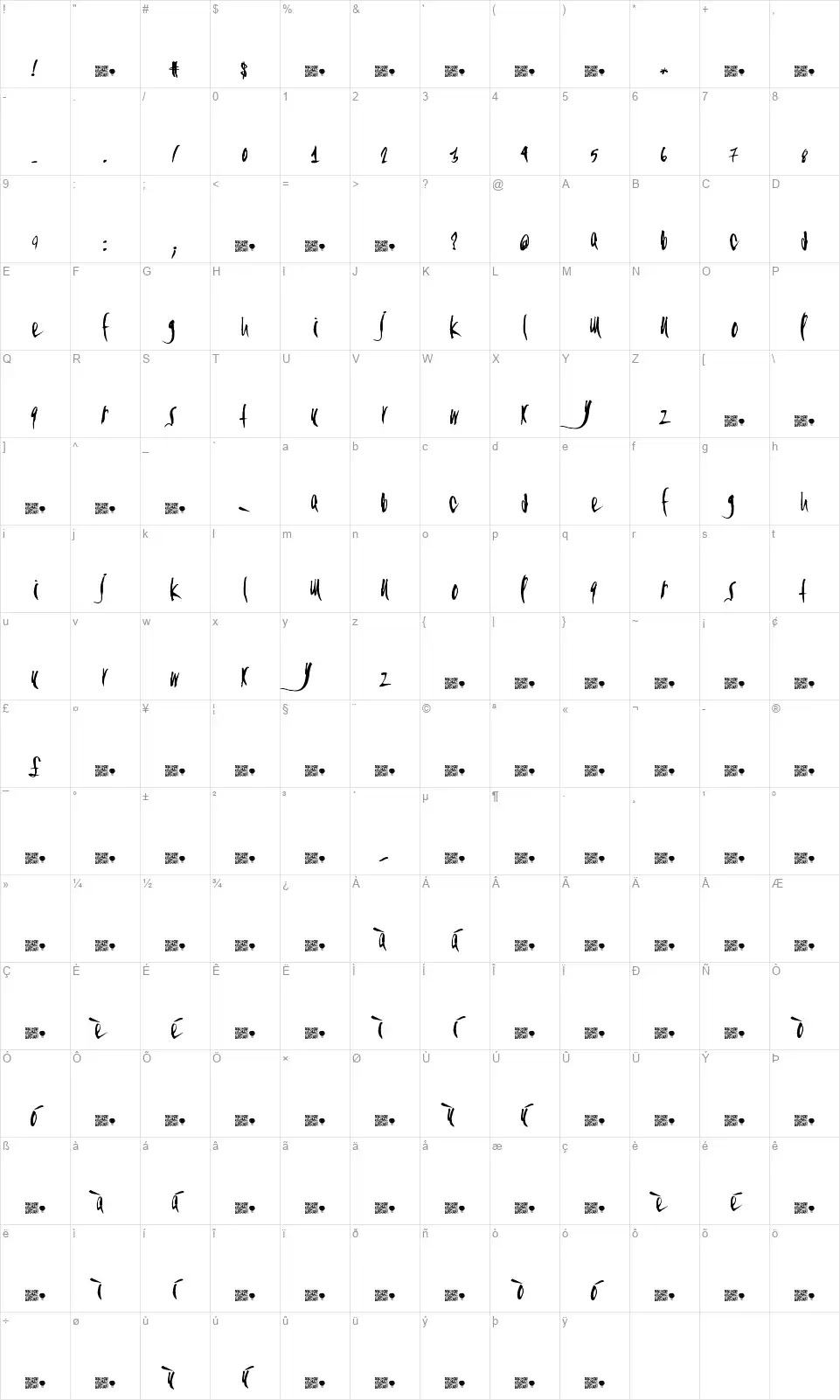 California Designsfont character map