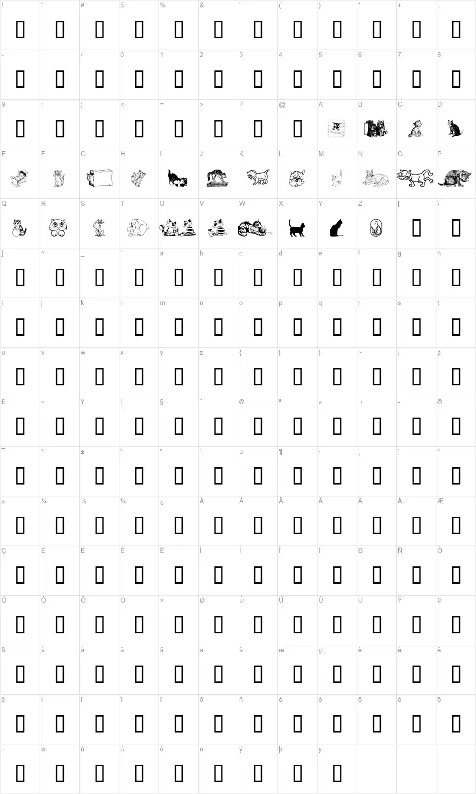 Catt Artfont character map