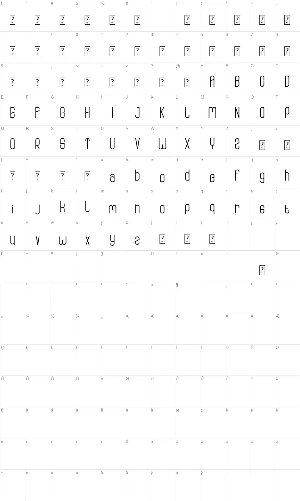 Central Cityfont character map