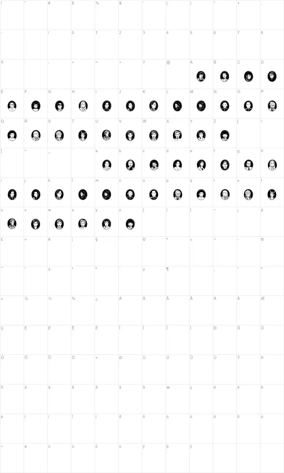 Cermin Pahlawanfont character map