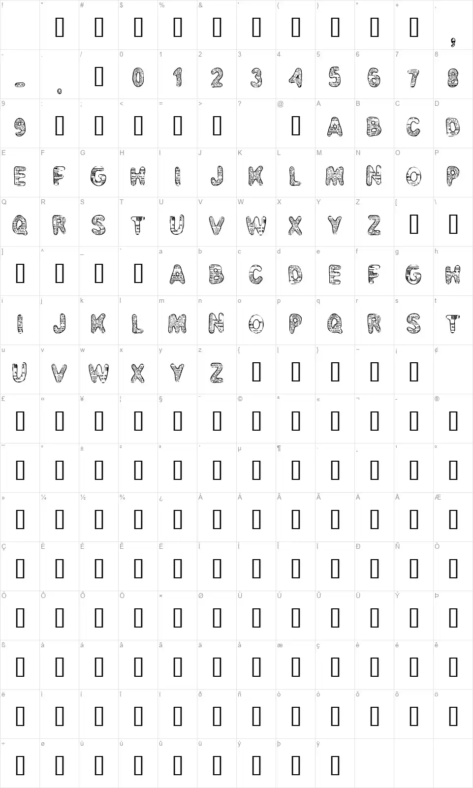 CF Bad Newsfont character map