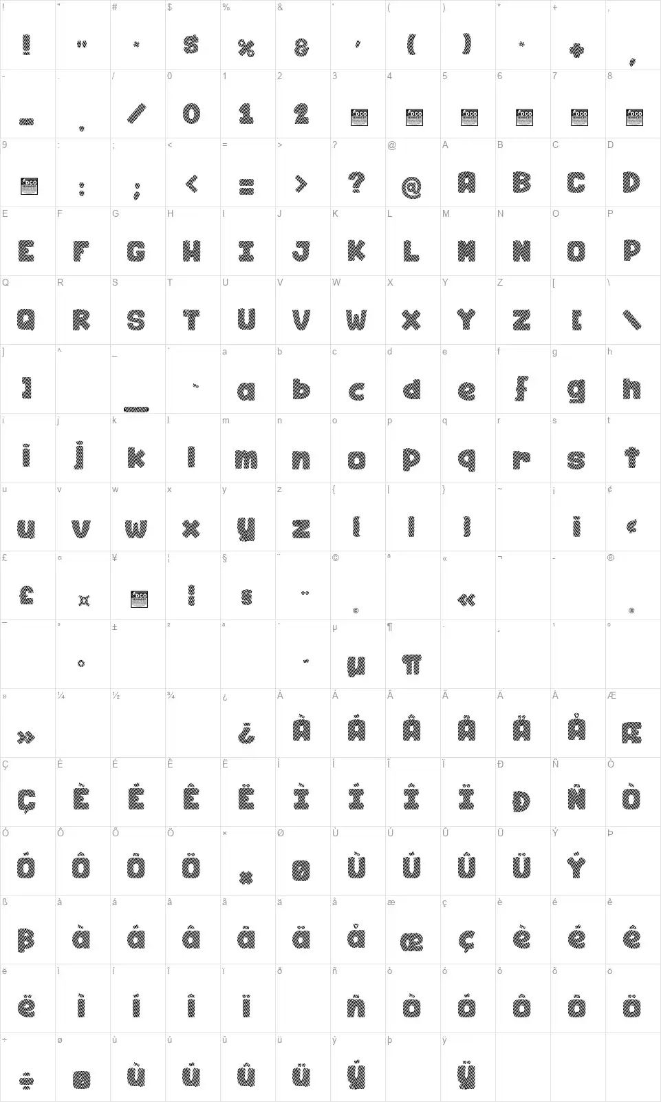 Chicken Pot Piefont character map