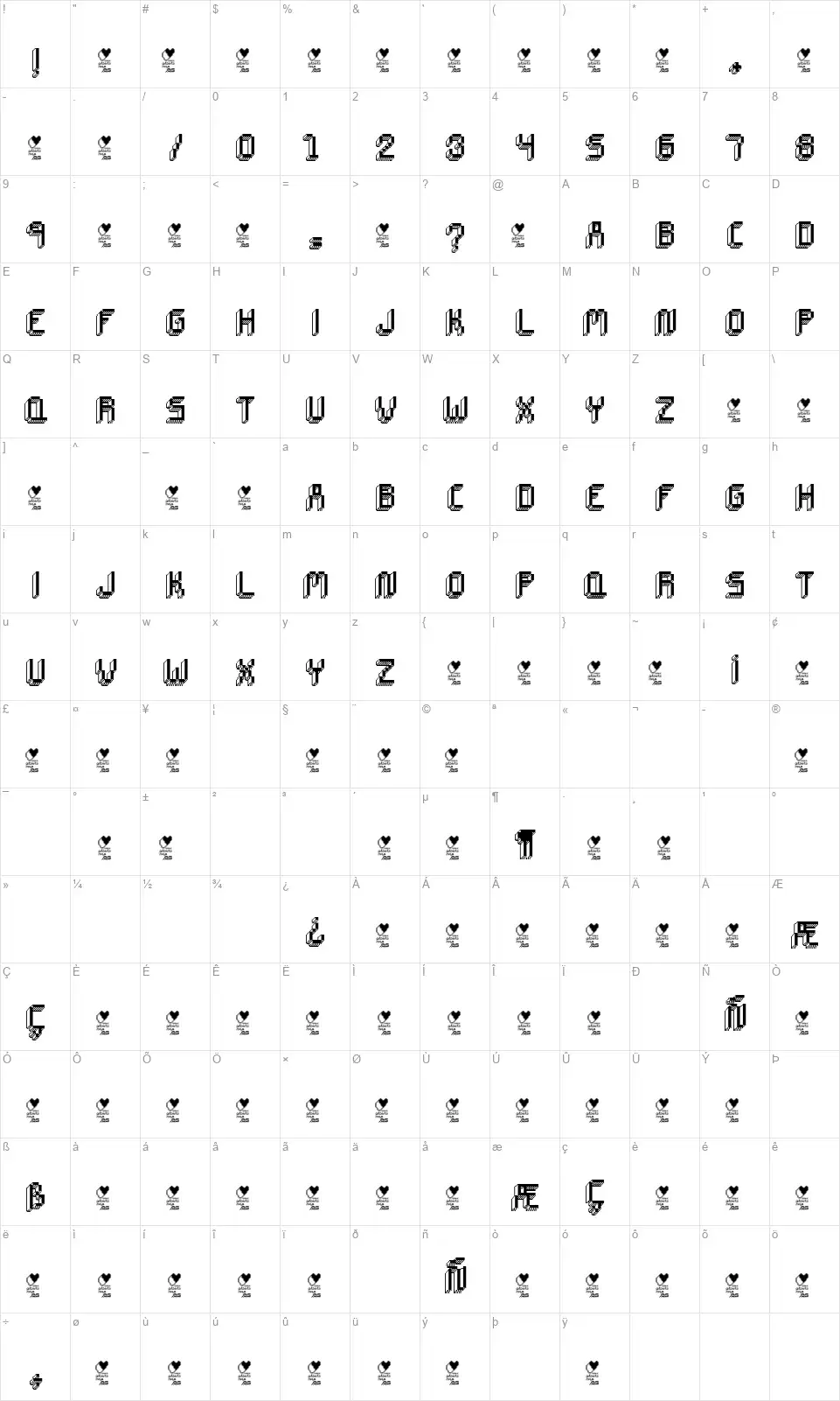 Chip Tunesfont character map