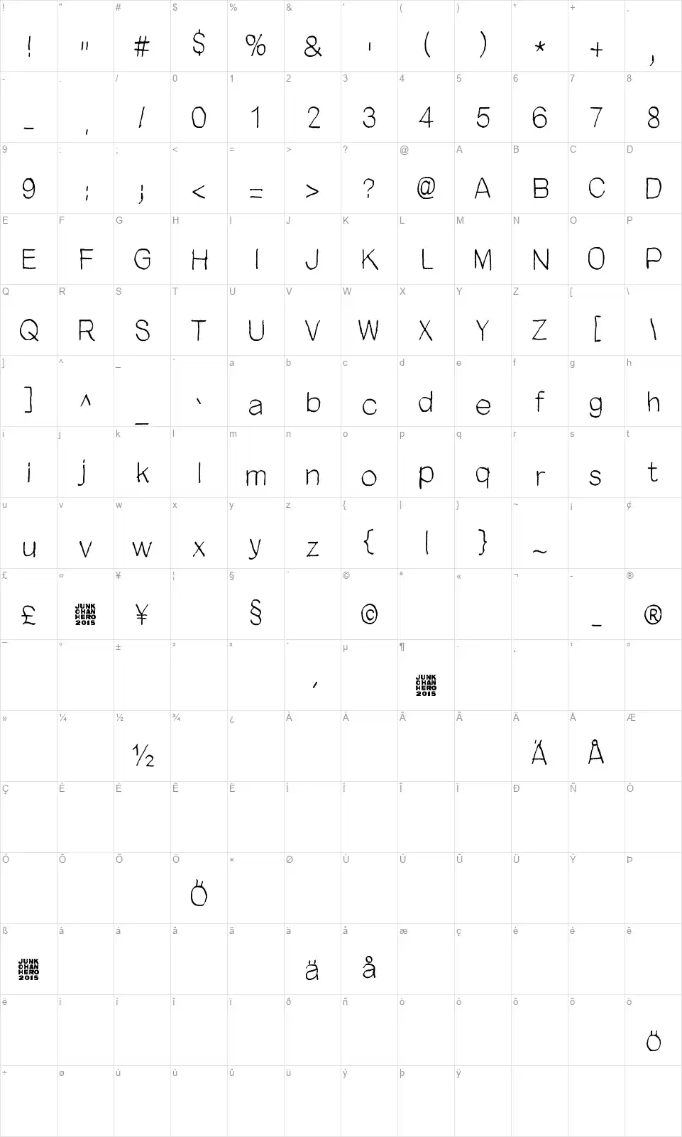 Close your eyesfont character map