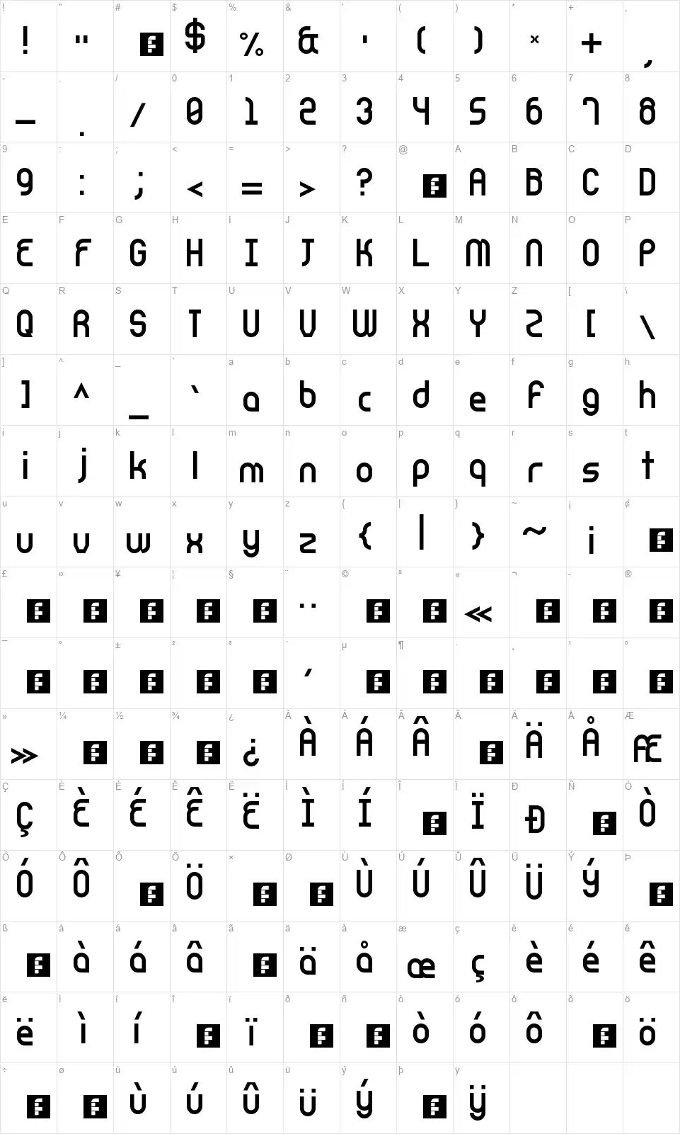 CnstrcTfont character map