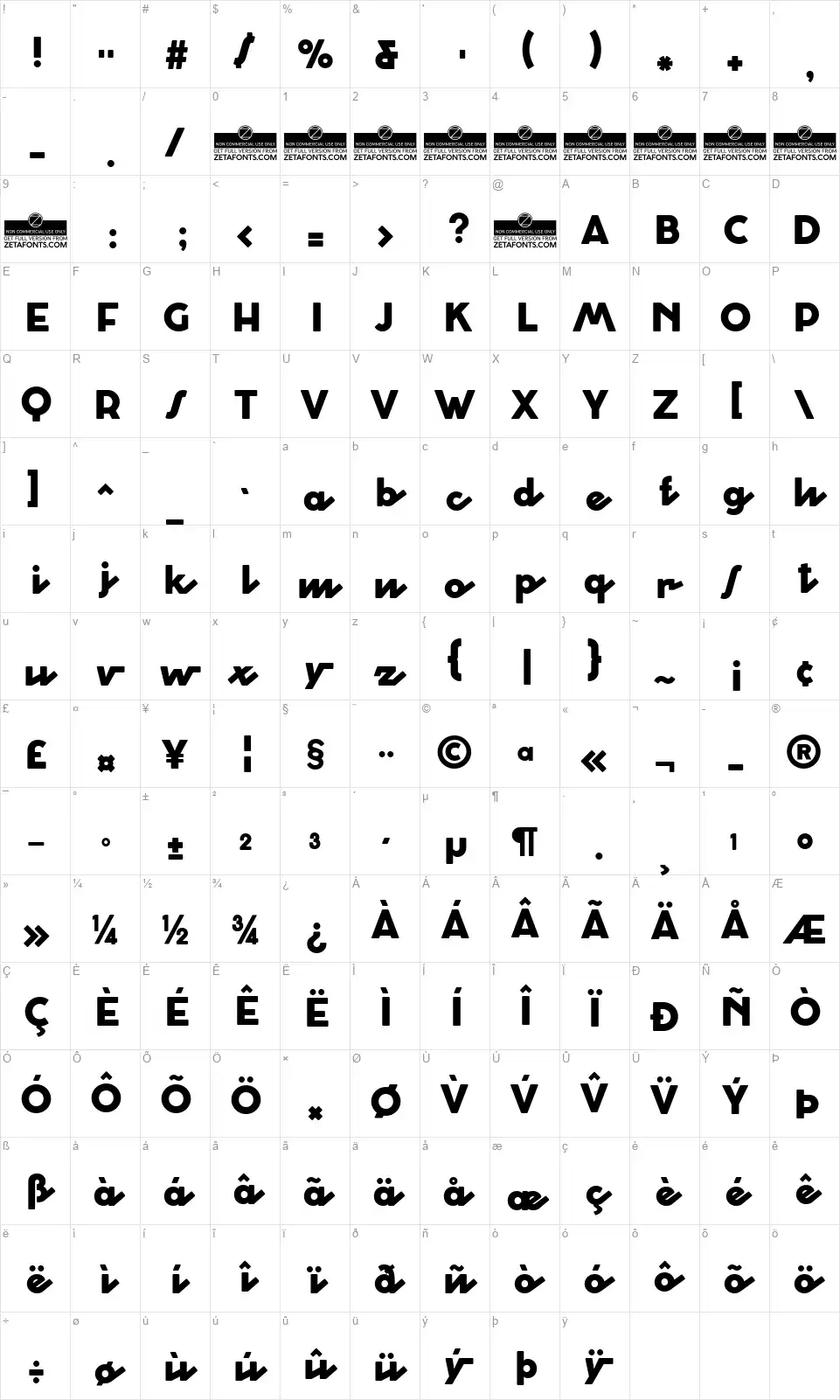 Cocosignum Corsivo Italicofont character map