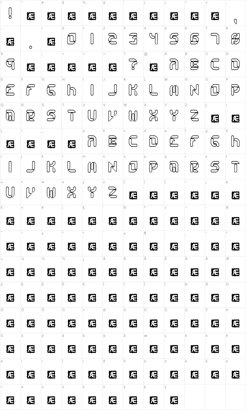 Collectivefont character map