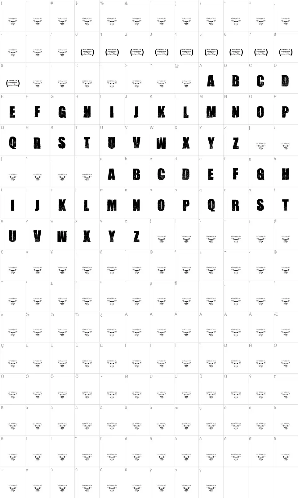 Cook County Jailhousefont character map