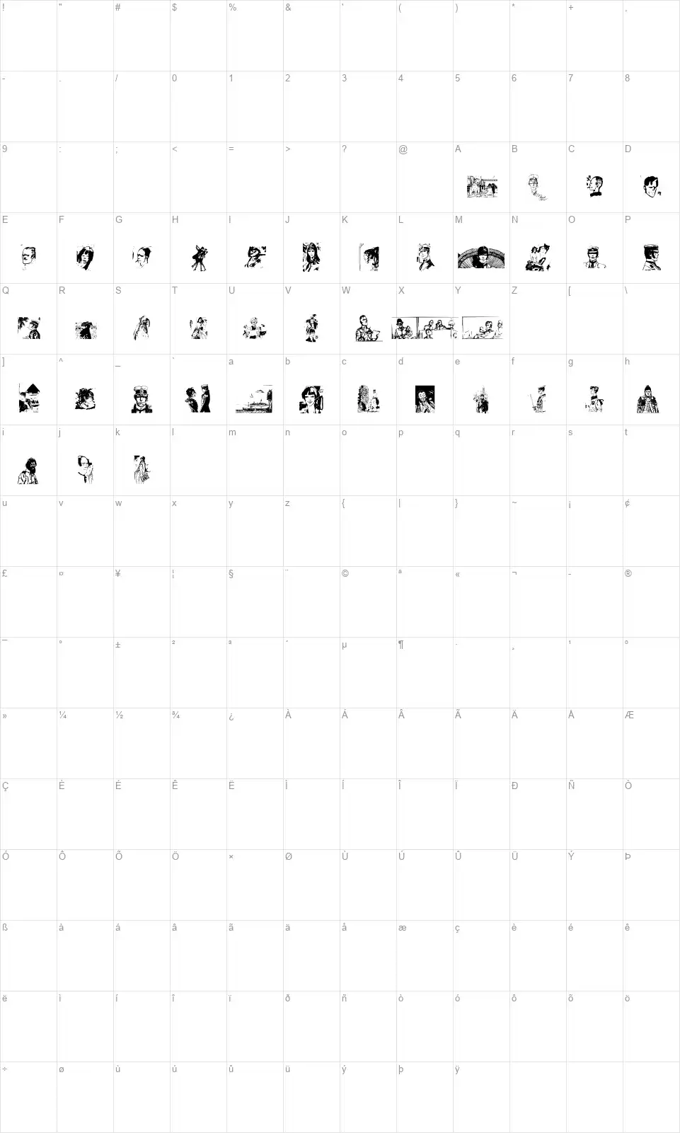 Corto Maltesefont character map