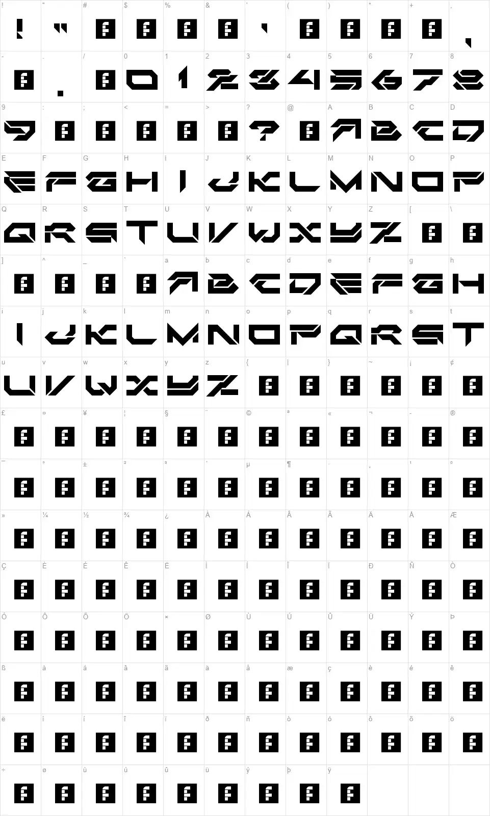 Critical Mass LDRfont character map