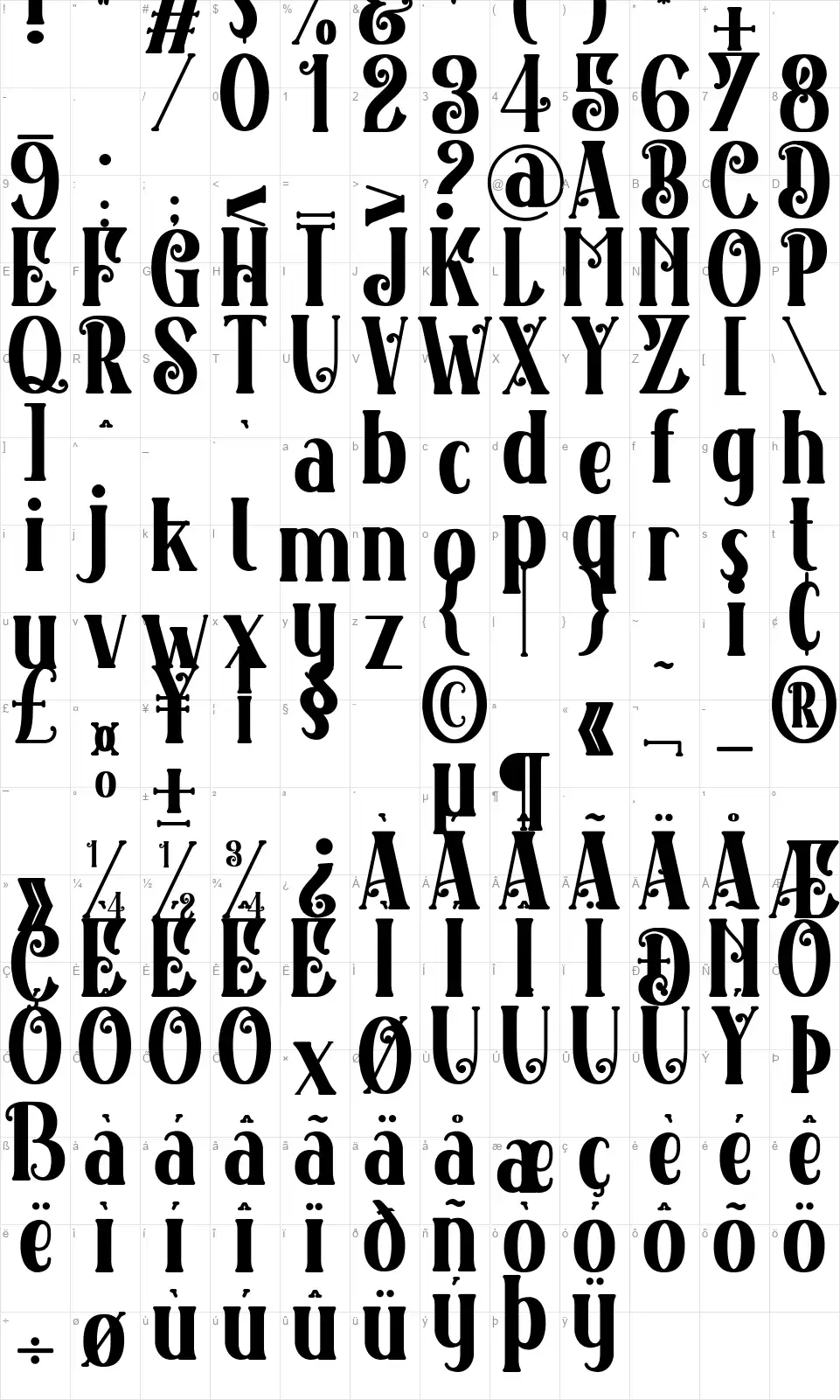 Crowdedfont character map
