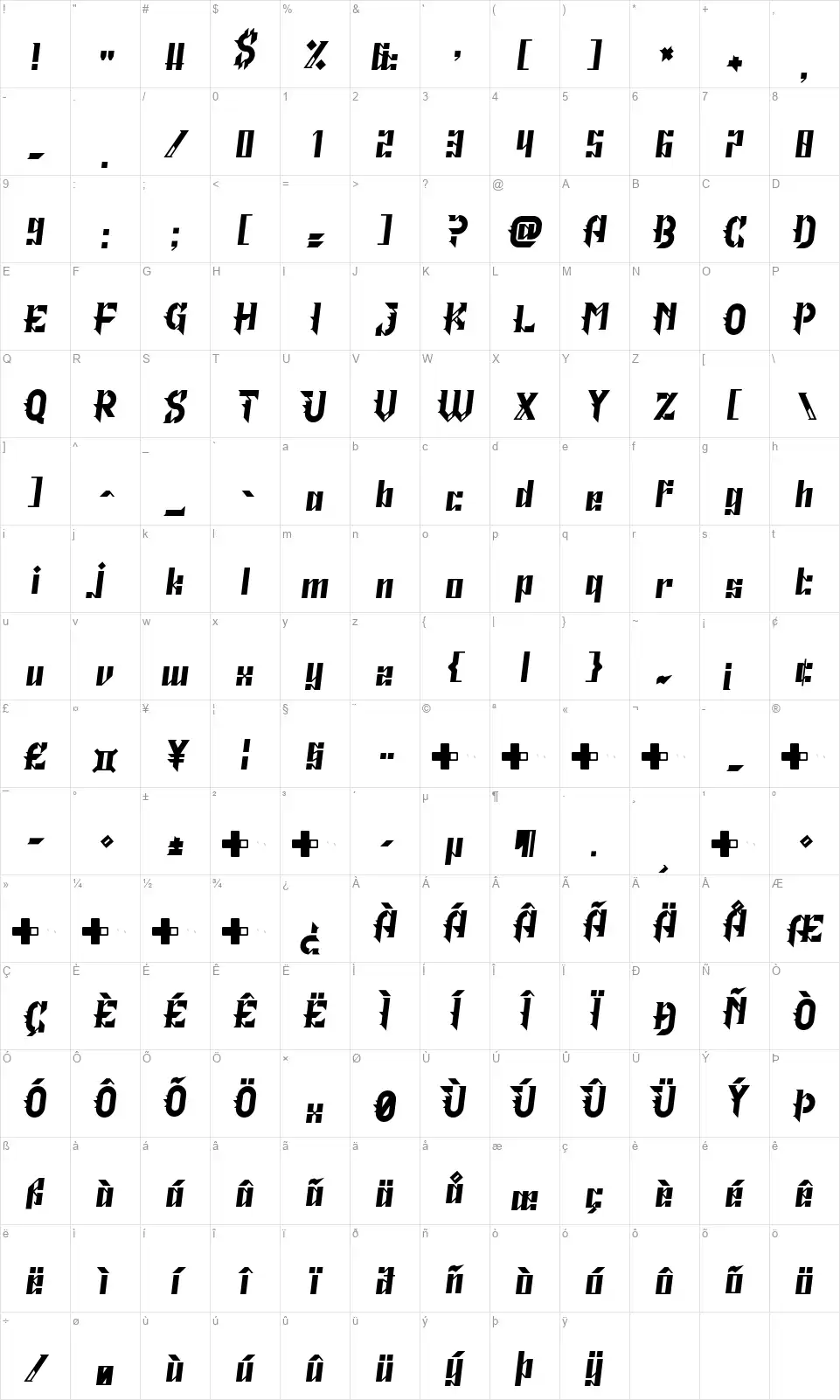 Crows Are Boringfont character map