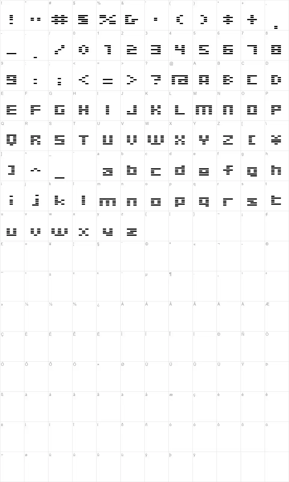 D3 Digitalismfont character map