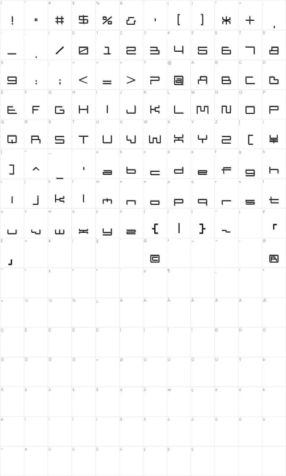 D3 Pipismfont character map