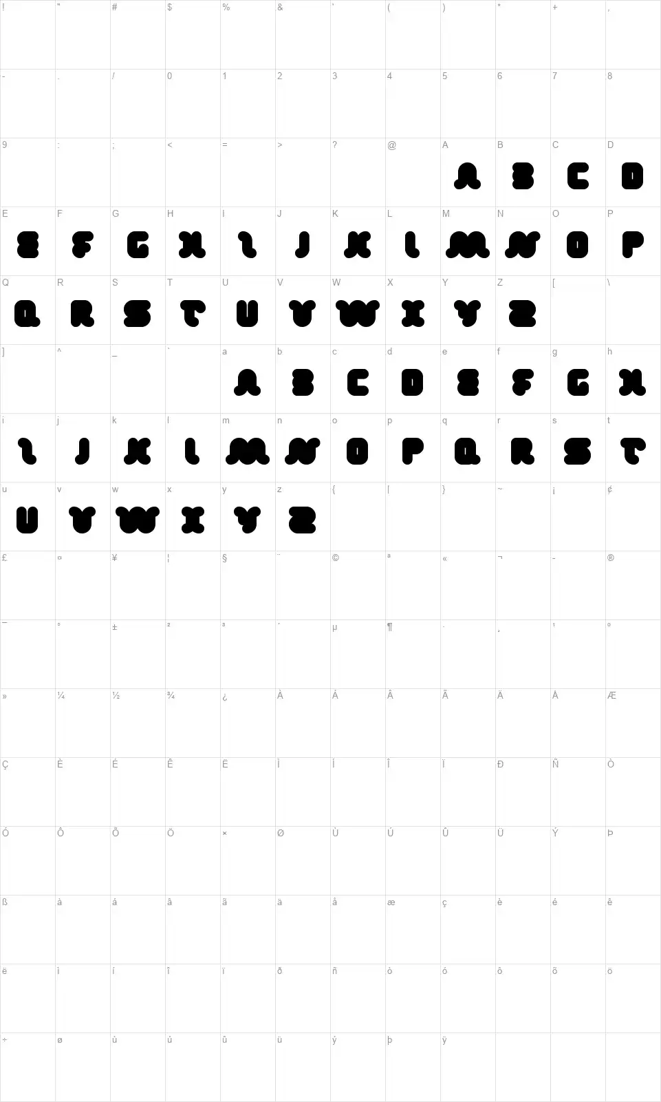 Day Dreamerfont character map