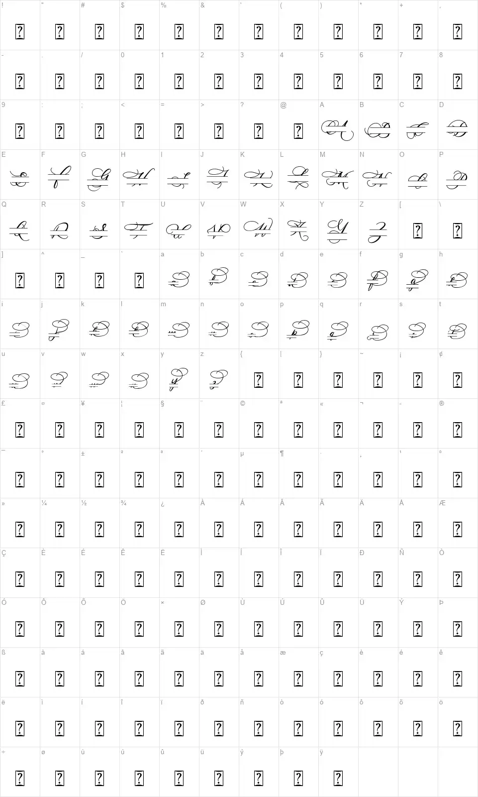 Dealova Monogramfont character map