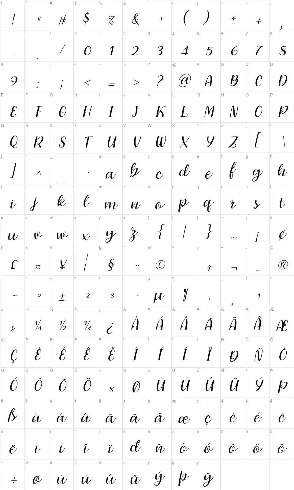 Dearly Loved Slab Onefont character map