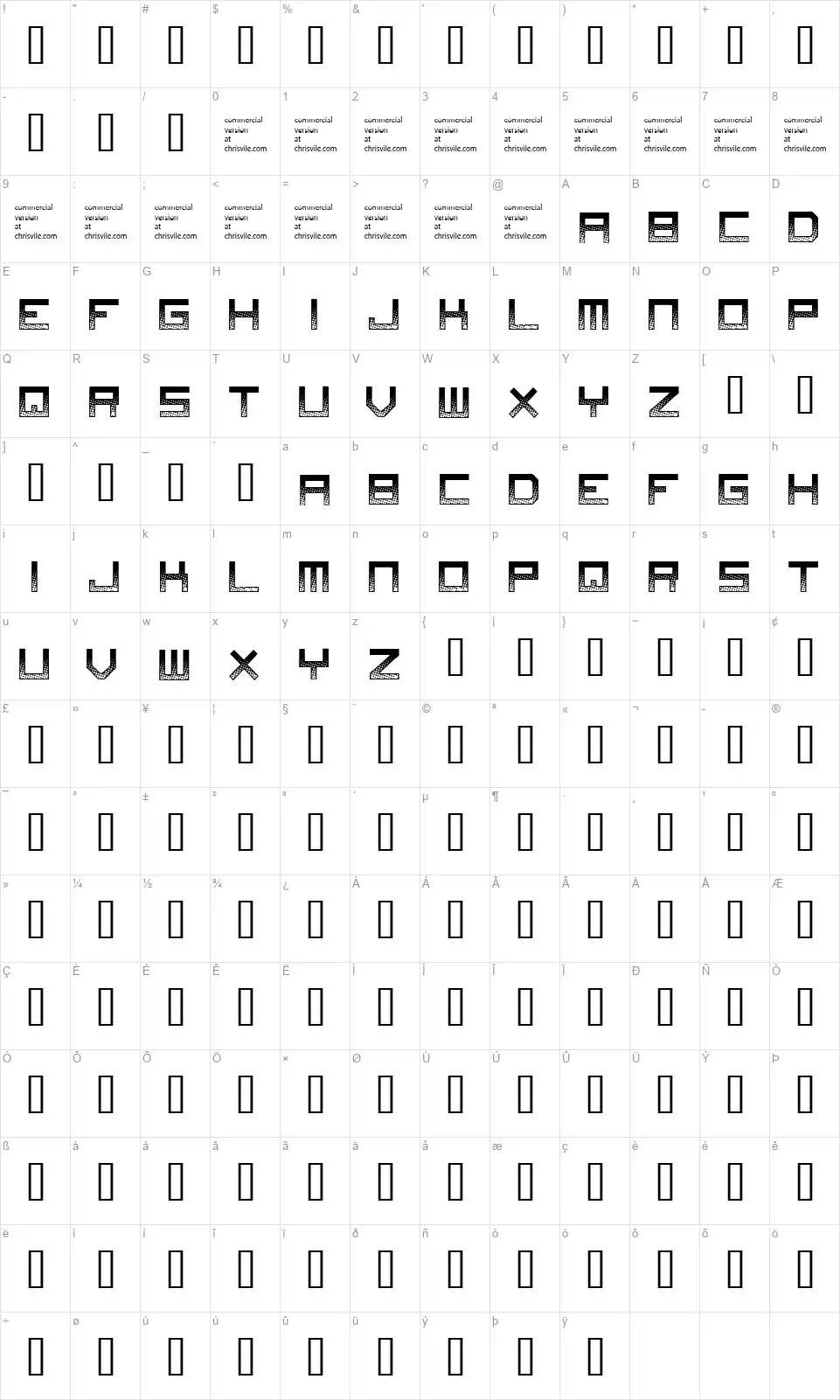 Digital Disorderfont character map