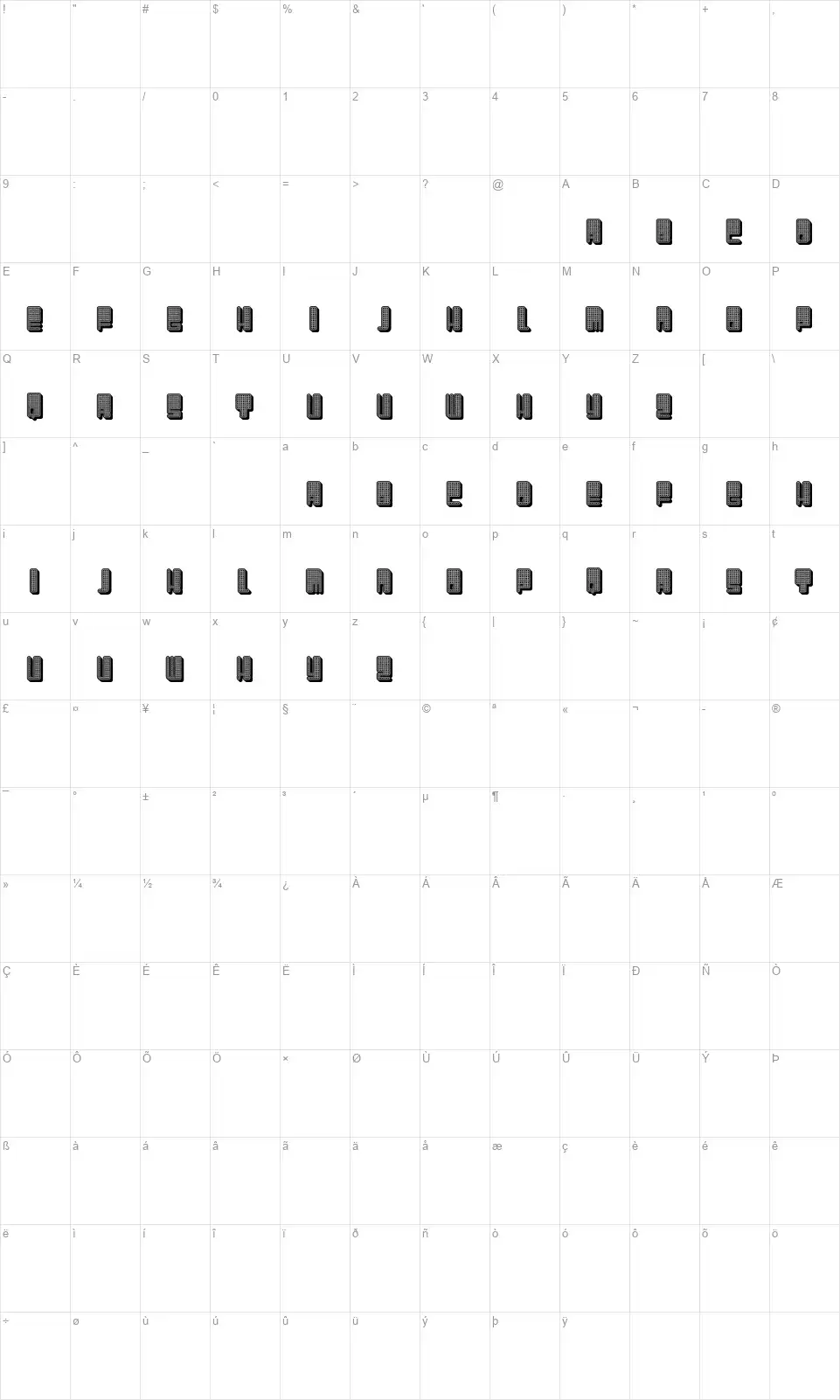 Diversityfont character map